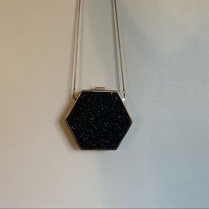 Gold and Black Glitter Hexagon Purse